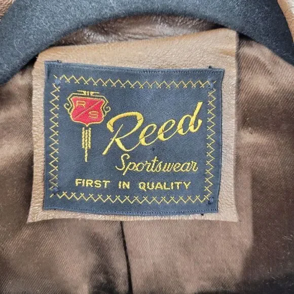 70s Leather Jacket Mottled Crackle Brown Duster Blazer Button Hippy Streetwear L - Picture 14 of 14